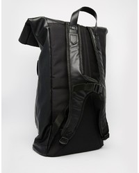 Мужской черный кожаный рюкзак