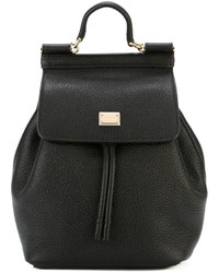Женский черный кожаный рюкзак от Dolce & Gabbana