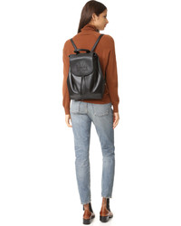 Женский черный кожаный рюкзак от Tory Burch