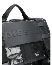 Мужской черный кожаный рюкзак от Diesel
