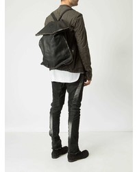 Мужской черный кожаный рюкзак от Guidi