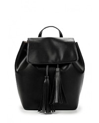 Женский черный кожаный рюкзак от Mango
