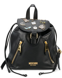 Женский черный кожаный рюкзак от Moschino