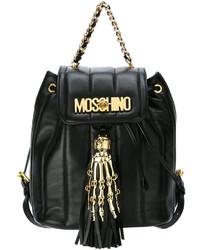 Женский черный кожаный рюкзак от Moschino