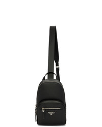 Мужской черный кожаный рюкзак от Prada