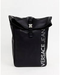Мужской черный кожаный рюкзак от Versace Jeans