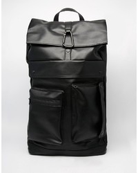 Мужской черный кожаный рюкзак