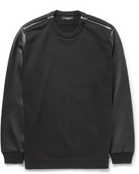 Черный кожаный свитер с круглым вырезом