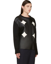 Женский черный кожаный свитер с круглым вырезом от CNC Costume National