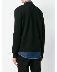 Мужской черный кожаный свитер с круглым вырезом от DSQUARED2