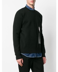 Мужской черный кожаный свитер с круглым вырезом от DSQUARED2