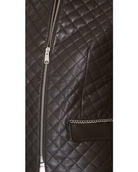 Женский черный кожаный стеганый бомбер от Anine Bing