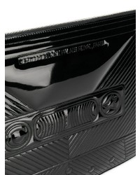 Черный кожаный стеганый клатч от Corto Moltedo