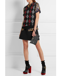 Черный кожаный стеганый клатч от Prada