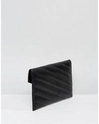 Черный кожаный стеганый клатч от Asos