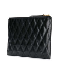 Черный кожаный стеганый клатч от Givenchy