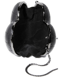 Черный кожаный стеганый клатч от Serpui Marie