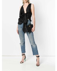 Черный кожаный стеганый клатч от Versace