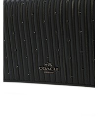 Черный кожаный стеганый клатч от Coach