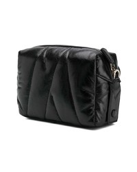 Черный кожаный стеганый клатч от Moncler