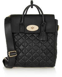 Женский черный кожаный стеганый рюкзак от Mulberry