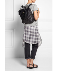 Женский черный кожаный стеганый рюкзак от Mulberry