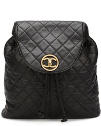Женский черный кожаный стеганый рюкзак от Chanel