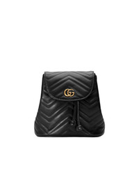 Женский черный кожаный стеганый рюкзак от Gucci