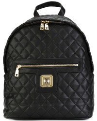 Женский черный кожаный стеганый рюкзак от Love Moschino