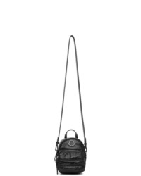 Женский черный кожаный стеганый рюкзак от Moncler