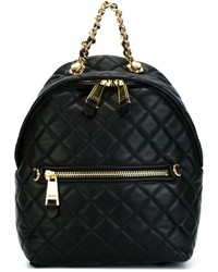 Женский черный кожаный стеганый рюкзак от Moschino