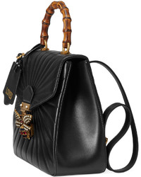 Женский черный кожаный стеганый рюкзак от Gucci