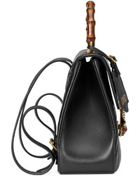 Женский черный кожаный стеганый рюкзак от Gucci