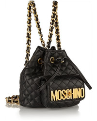 Женский черный кожаный стеганый рюкзак от Moschino