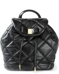 Женский черный кожаный стеганый рюкзак от Salvatore Ferragamo