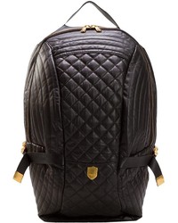 Женский черный кожаный стеганый рюкзак