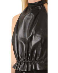 Черный кожаный топ без рукавов от Rodarte
