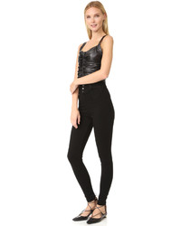 Черный кожаный топ без рукавов от Rodarte