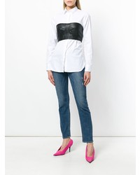 Черный кожаный укороченный топ от Manokhi