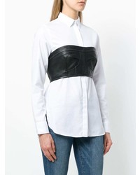 Черный кожаный укороченный топ от Manokhi