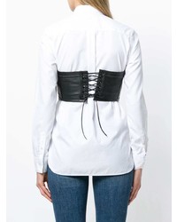 Черный кожаный укороченный топ от Manokhi