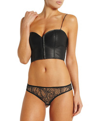 Черный кожаный укороченный топ от Kiki de Montparnasse