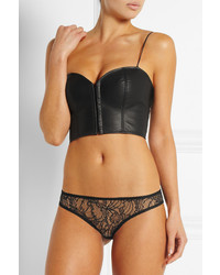 Черный кожаный укороченный топ от Kiki de Montparnasse