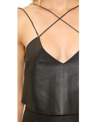 Черный кожаный укороченный топ от Shakuhachi