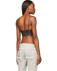 Черный кожаный укороченный топ от Alexander Wang