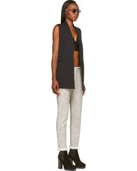 Черный кожаный укороченный топ от Alexander Wang