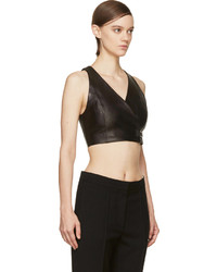 Черный кожаный укороченный топ от Alexander Wang