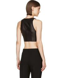 Черный кожаный укороченный топ от Alexander Wang