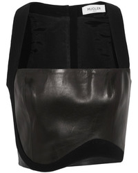 Черный кожаный укороченный топ от Thierry Mugler