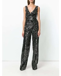 Черный комбинезон с пайетками от Talbot Runhof